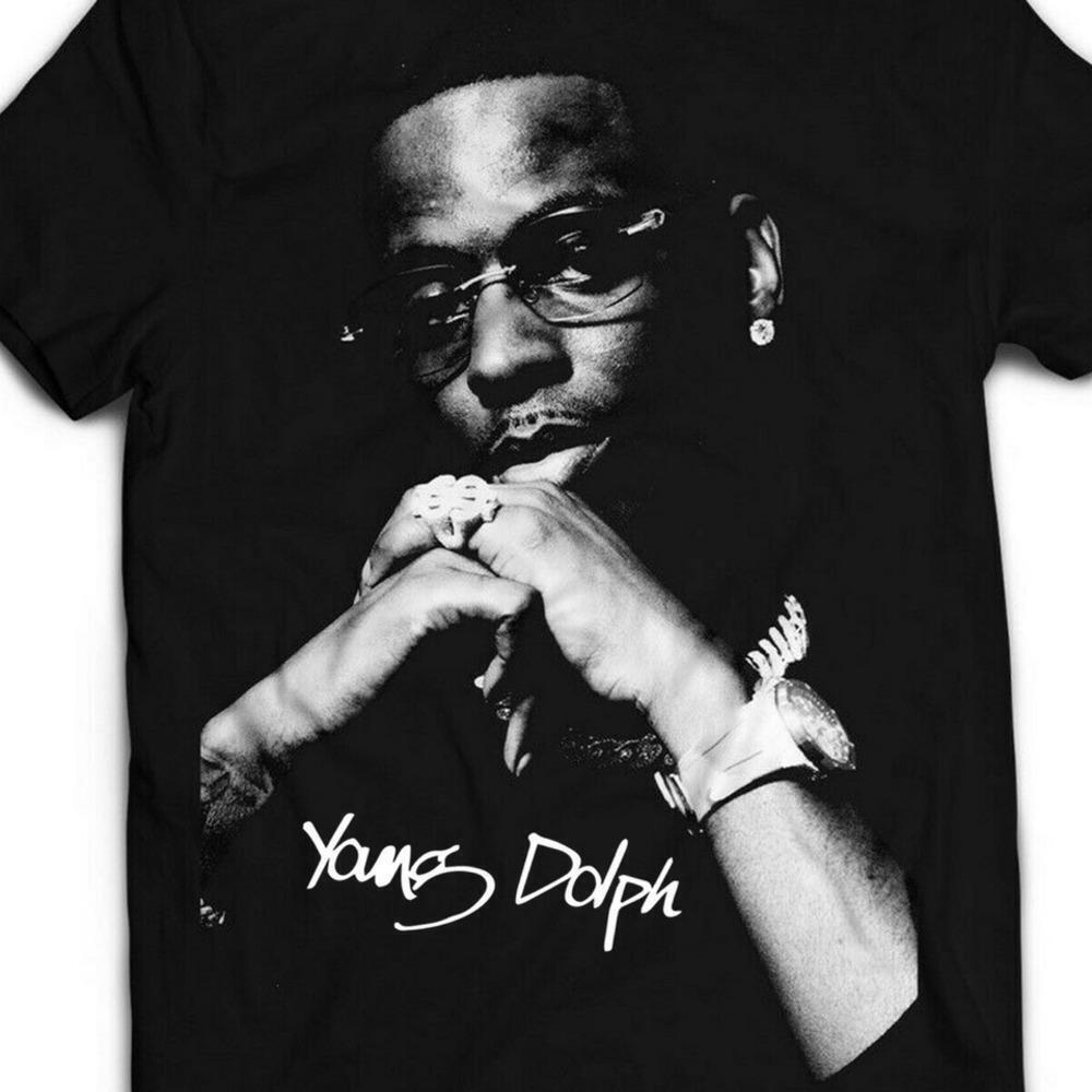 Young Dolph Signed Men Music Fan Black Short Sleeve Tee T-Shirt